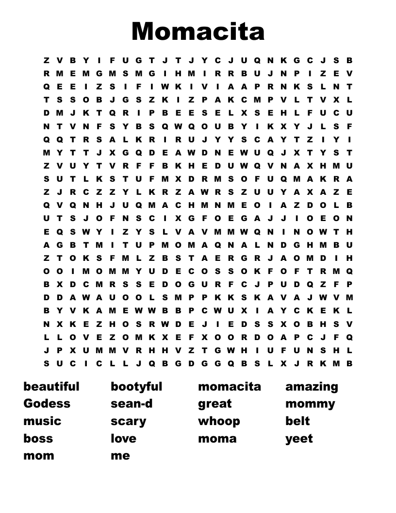 Momacita Word Search