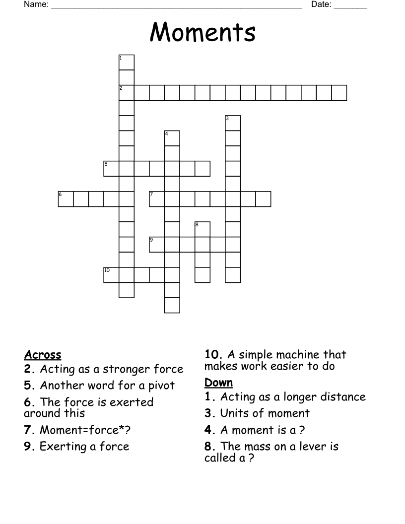 Moments Crossword