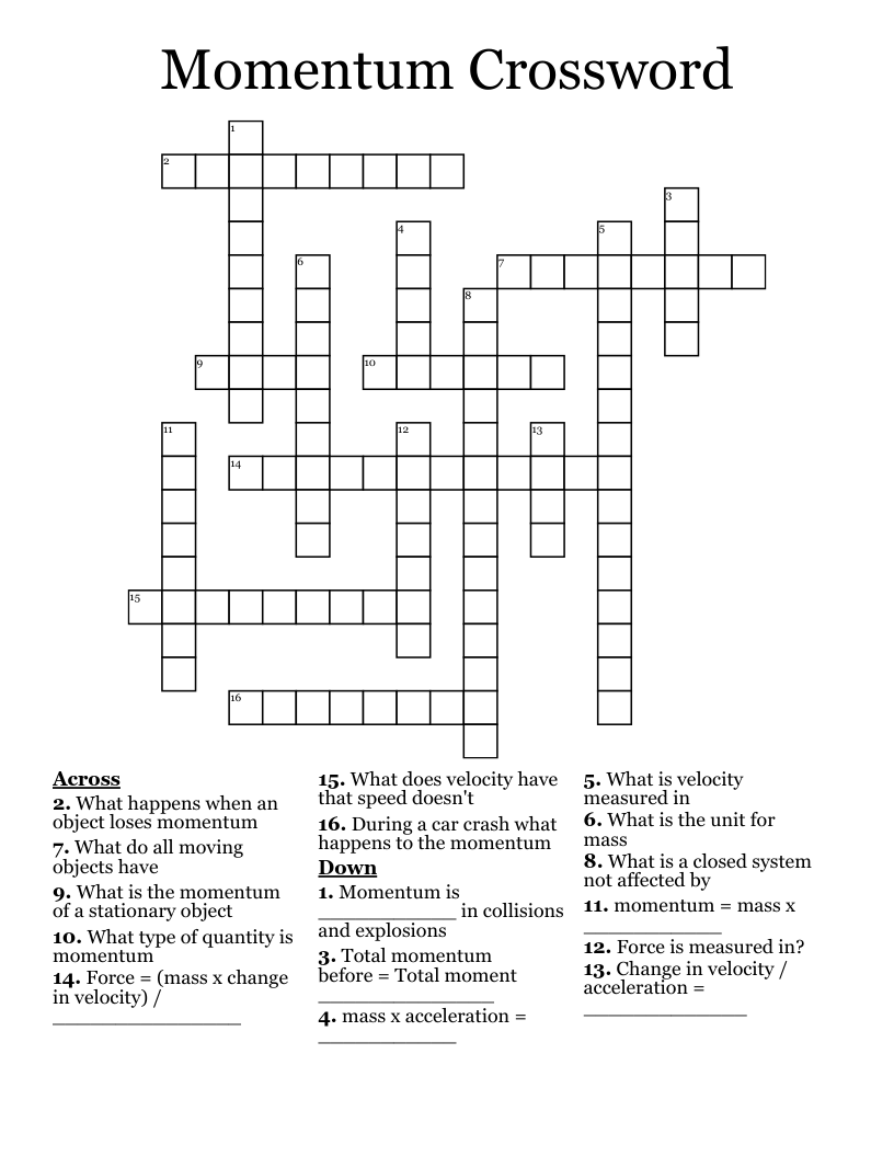 Momentum Crossword