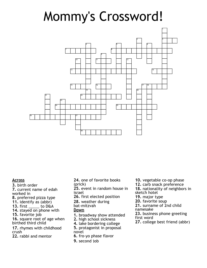 Mommy's Crossword!