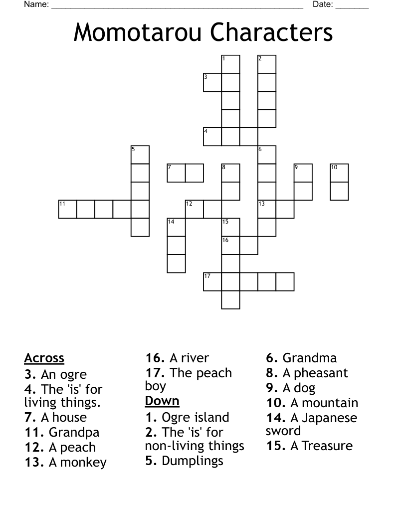 Momotarou Characters Crossword