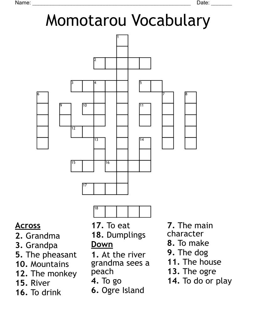 Momotarou Vocabulary Crossword