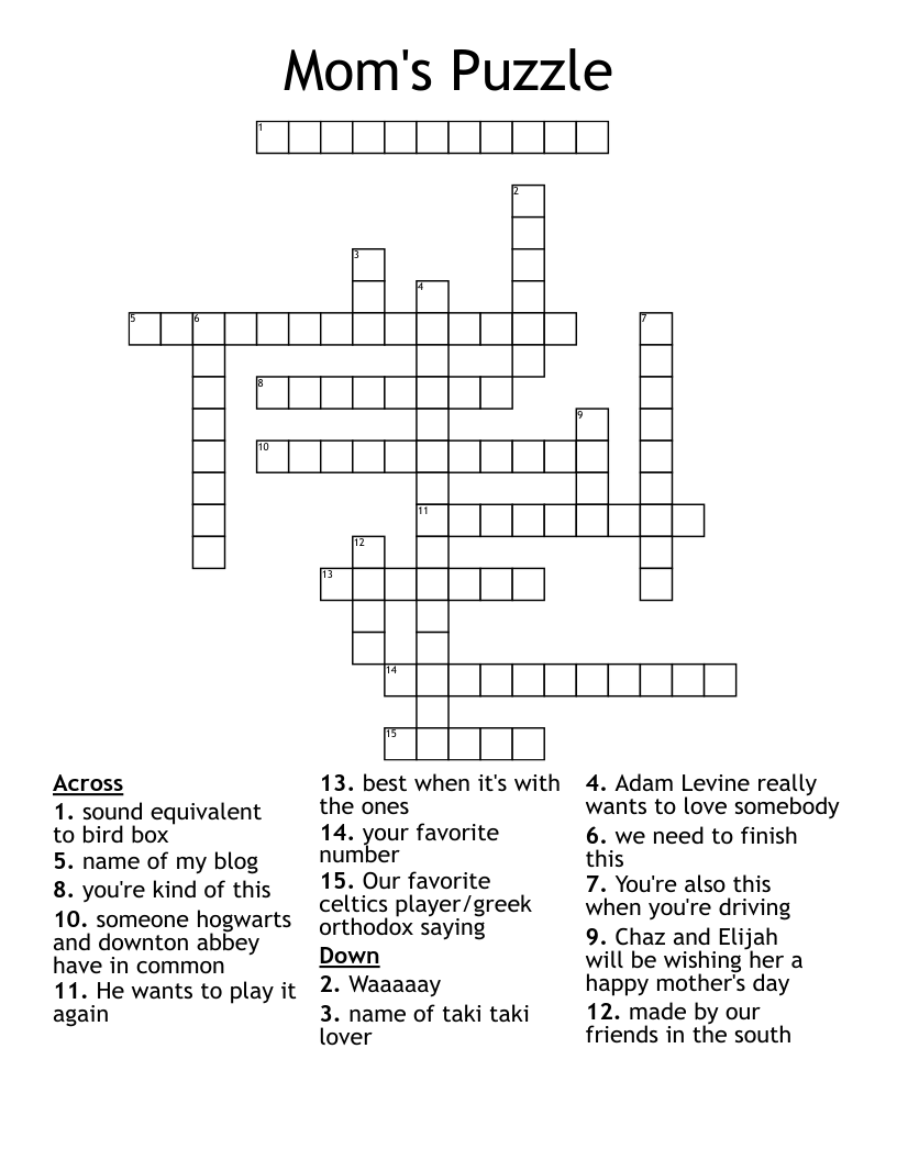 Mom's Puzzle Crossword