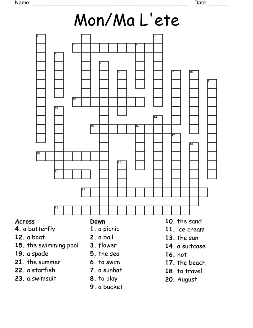 Mon/Ma L'ete Crossword