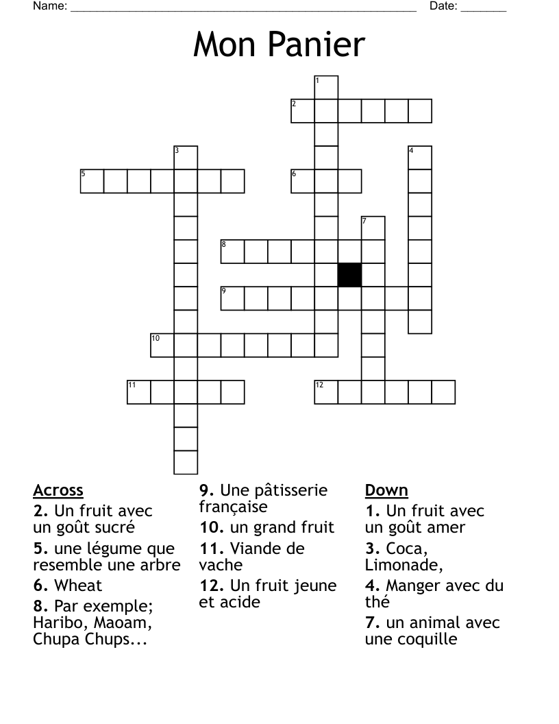 Mon Panier Crossword