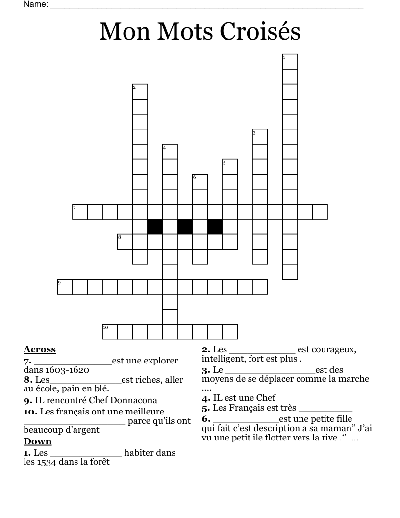 Mon  Mots Croisés Crossword