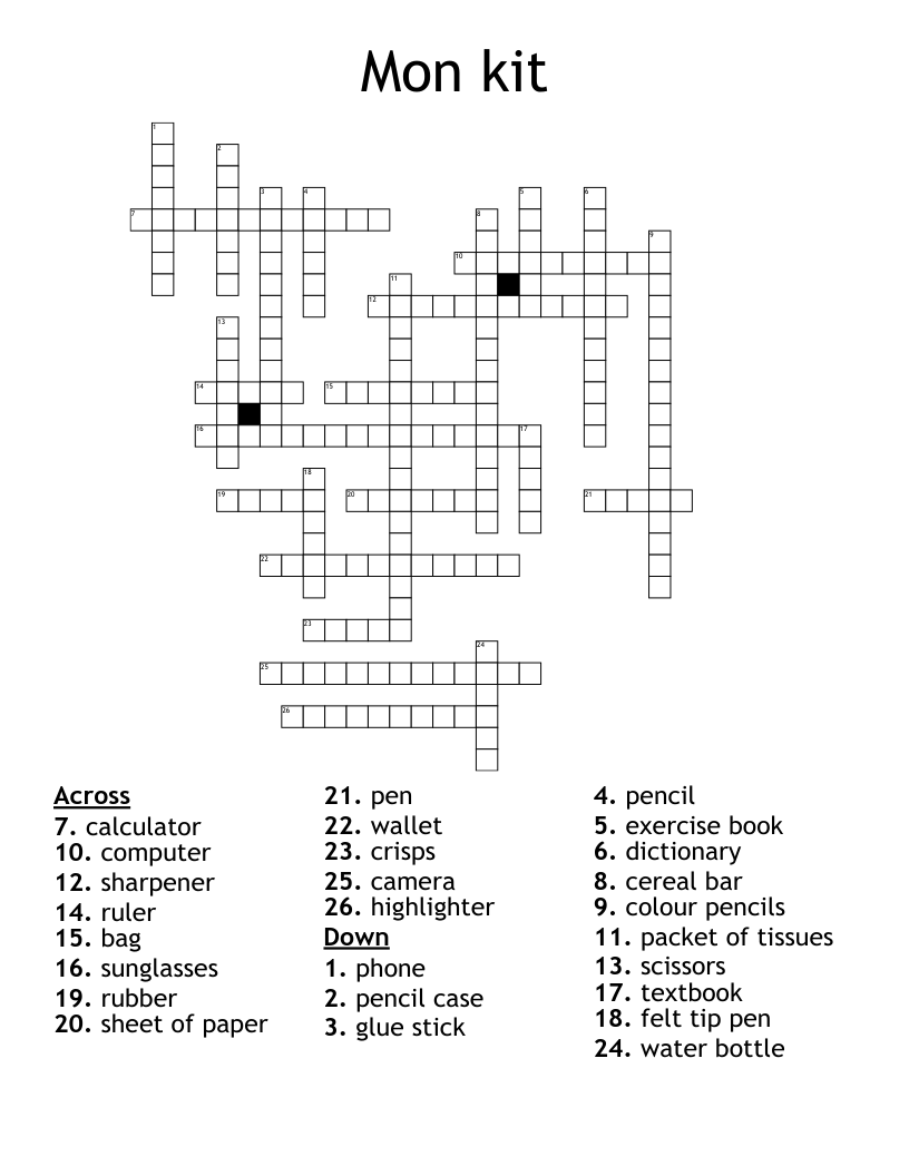 Mon kit Crossword