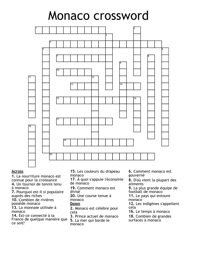 Monaco crossword 