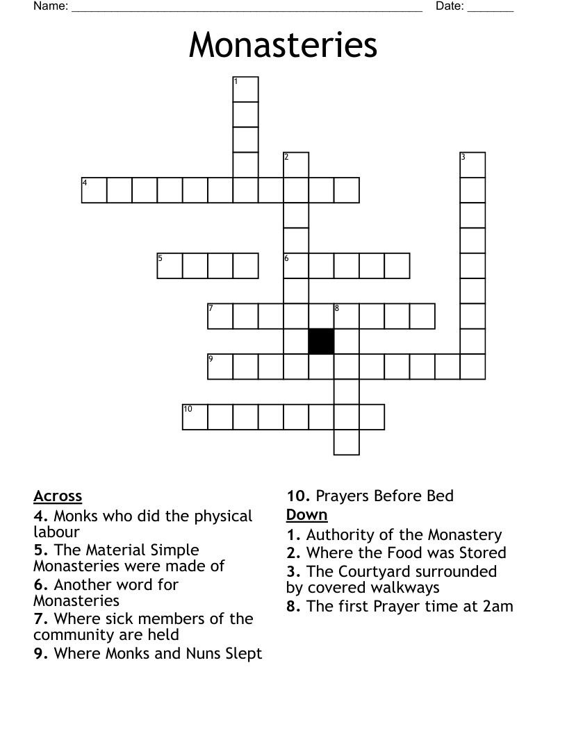 Monasteries Crossword