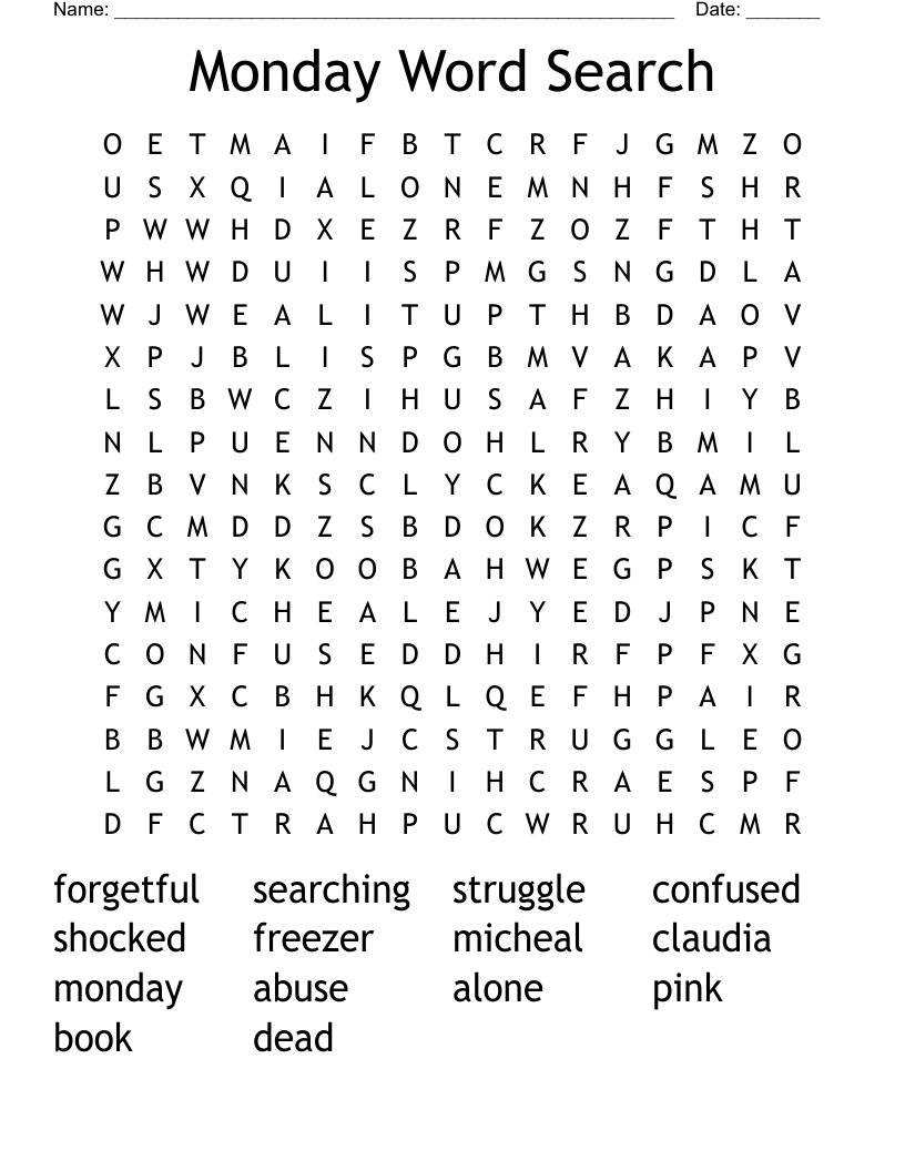 Monday Word Search