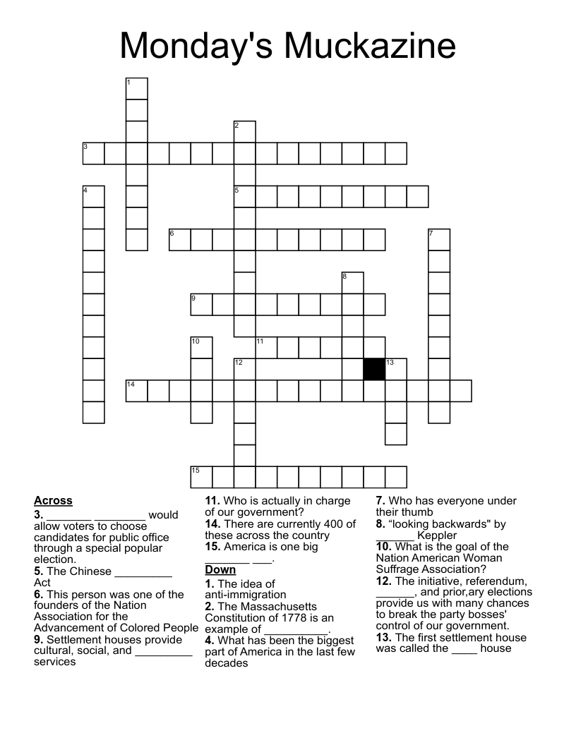 Monday's Muckazine Crossword