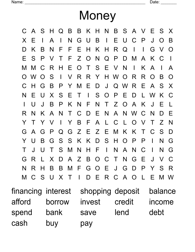Money Word Search