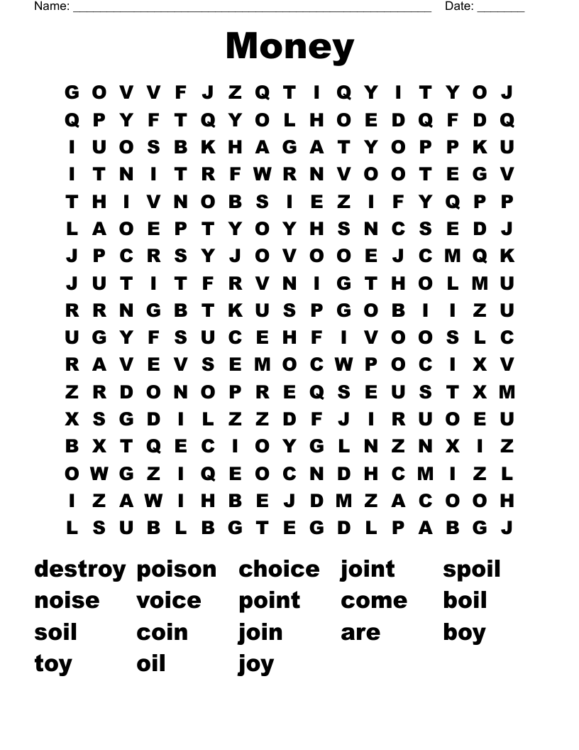 Money Word Search