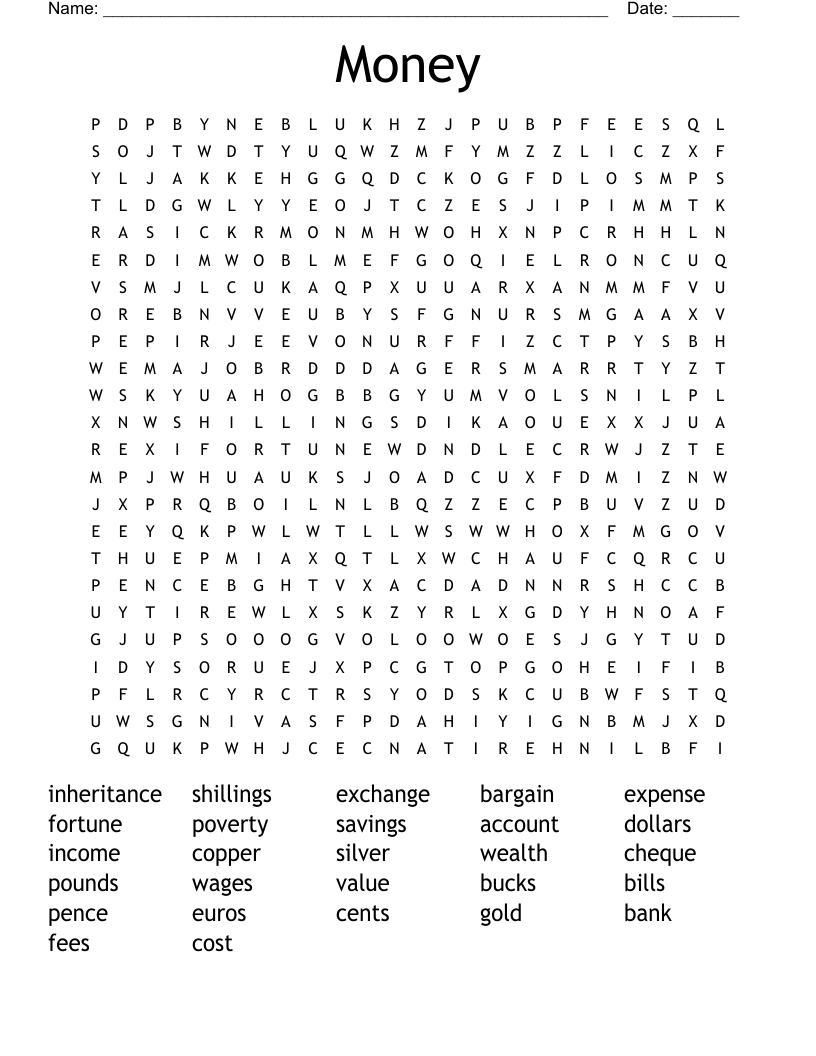 Money Word Search