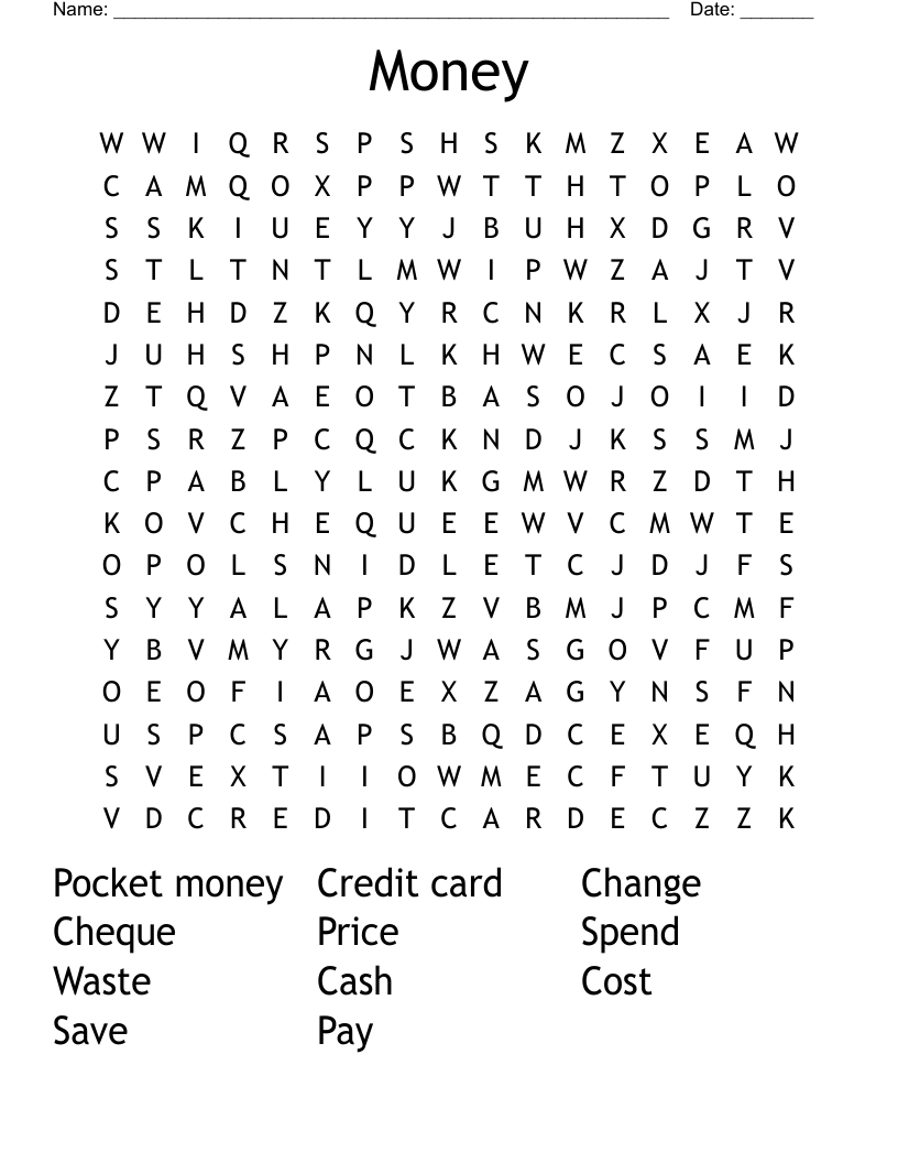 Money Word Search