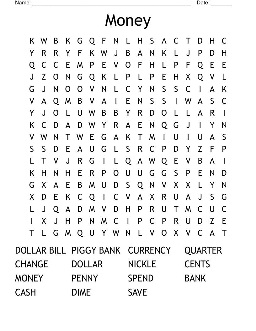 Money Word Search