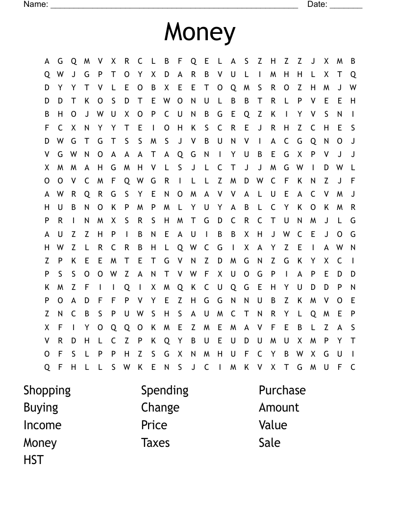 Money Word Search