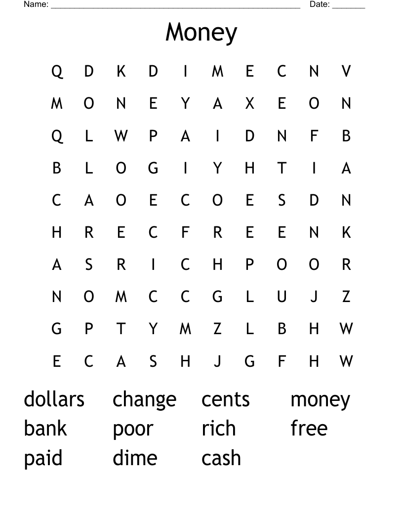 Money Word Search