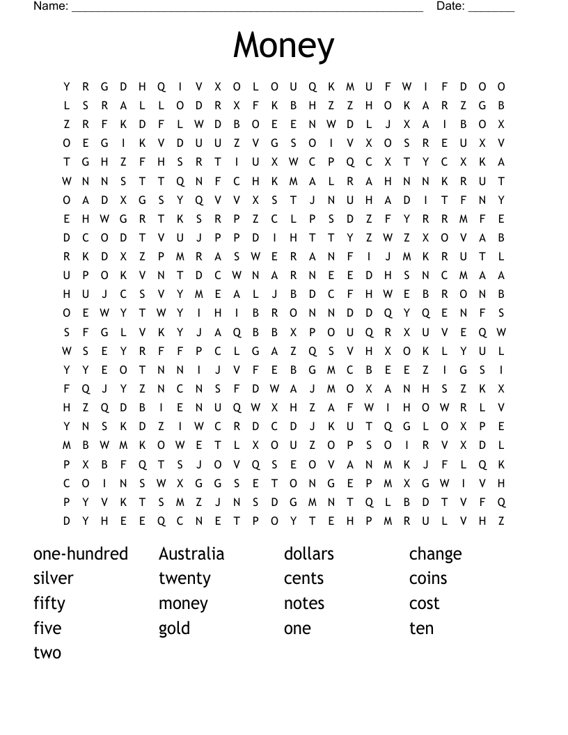 Money Word Search