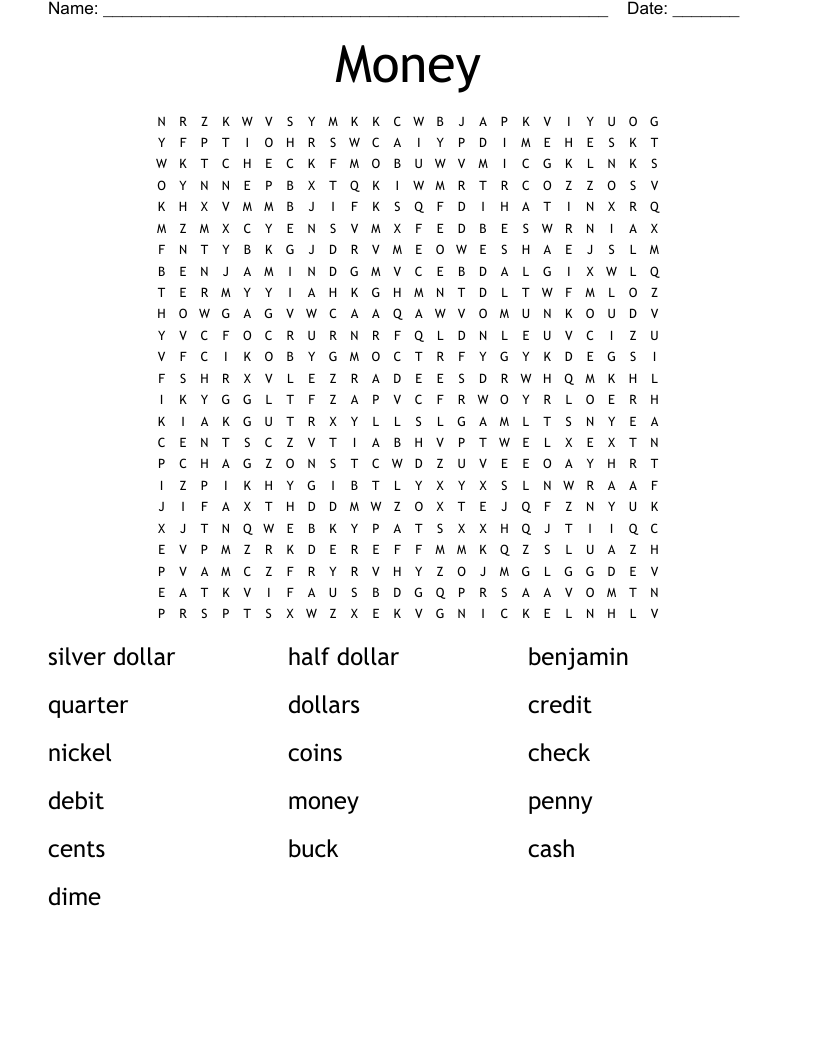 Money Word Search