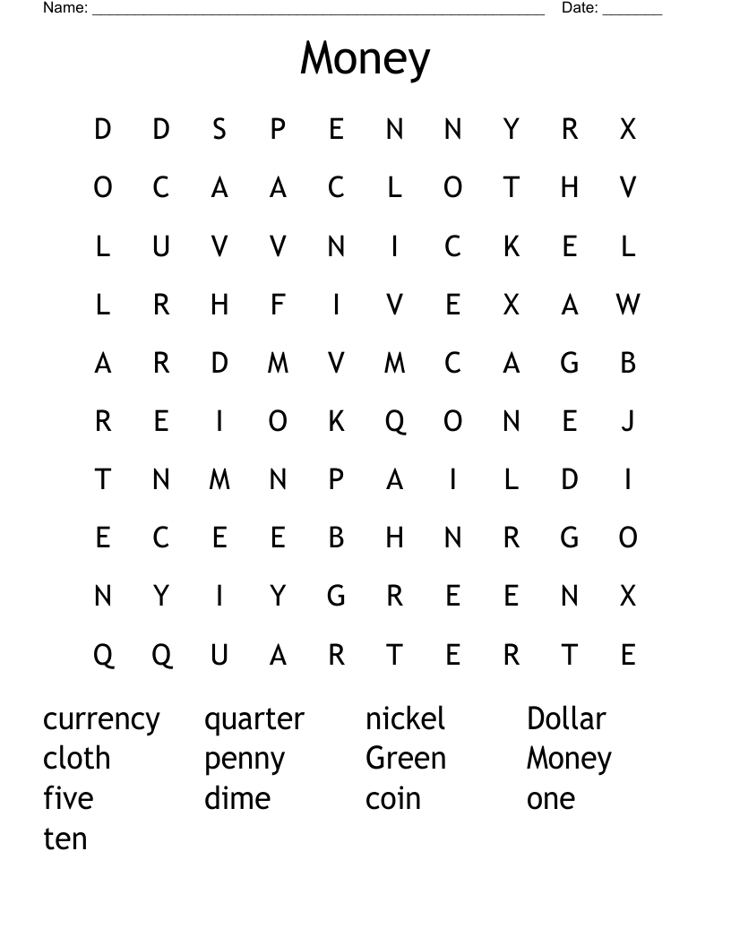Money Word Search