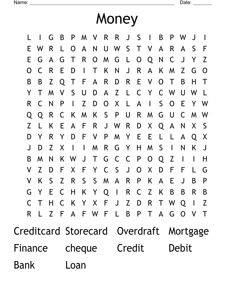 Money Word Search