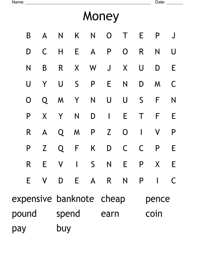 Money Word Search
