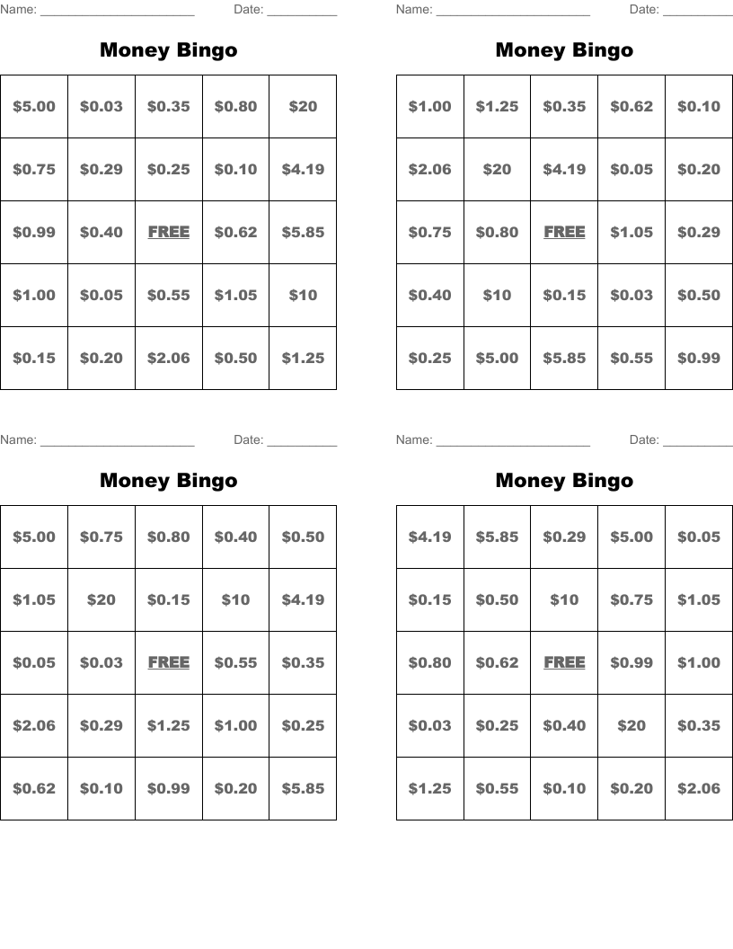 Money Bingo