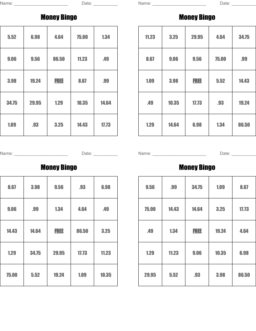 Money Bingo