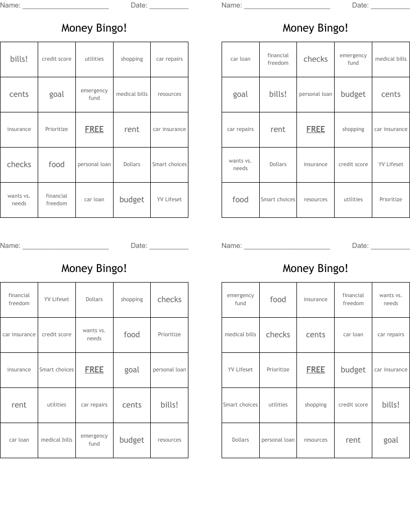 Money Bingo!