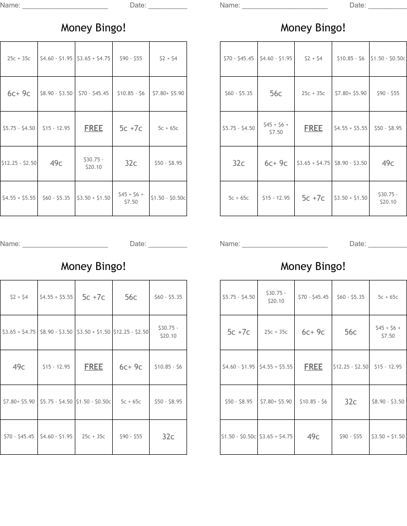 Money Bingo!