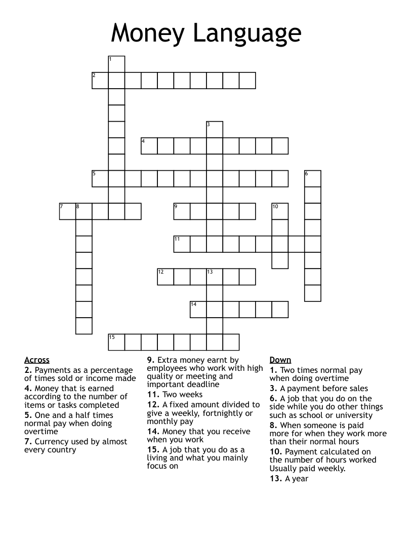 Money Language Crossword