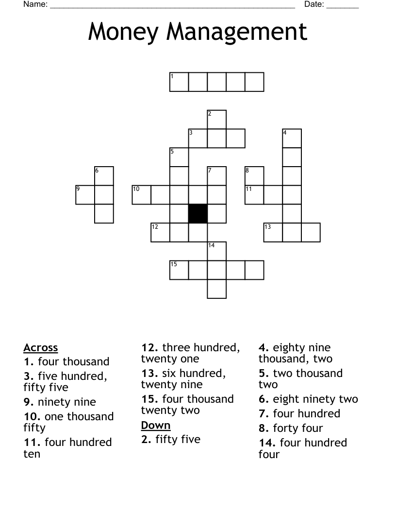 Money Management  Crossword