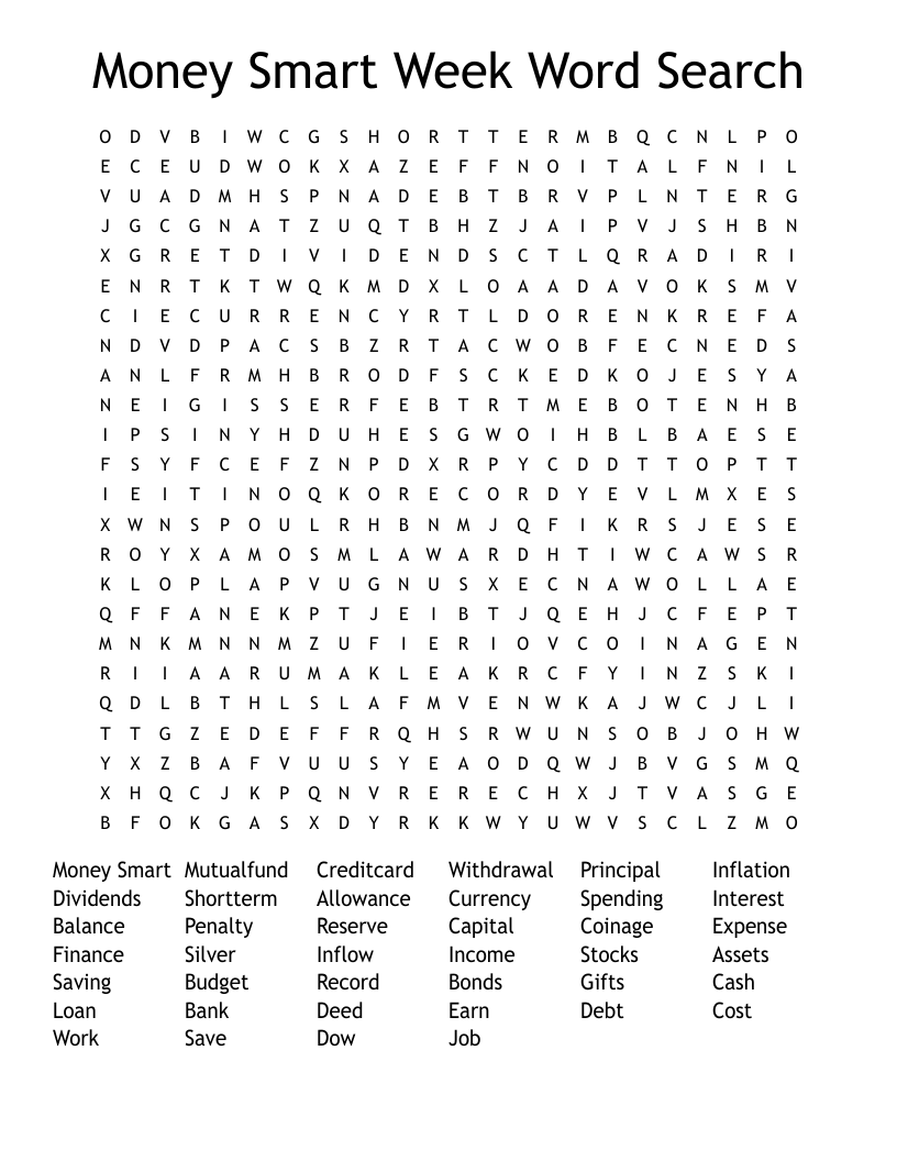 Money Smart Week Word Search