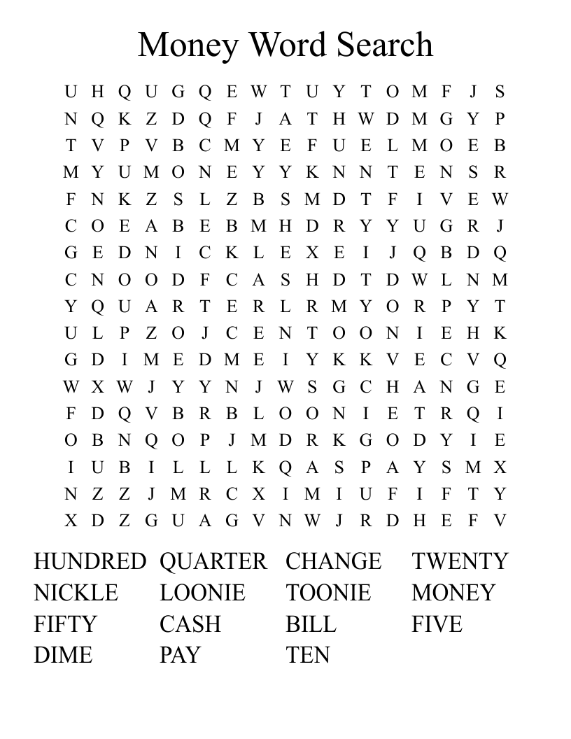 Money Word Search