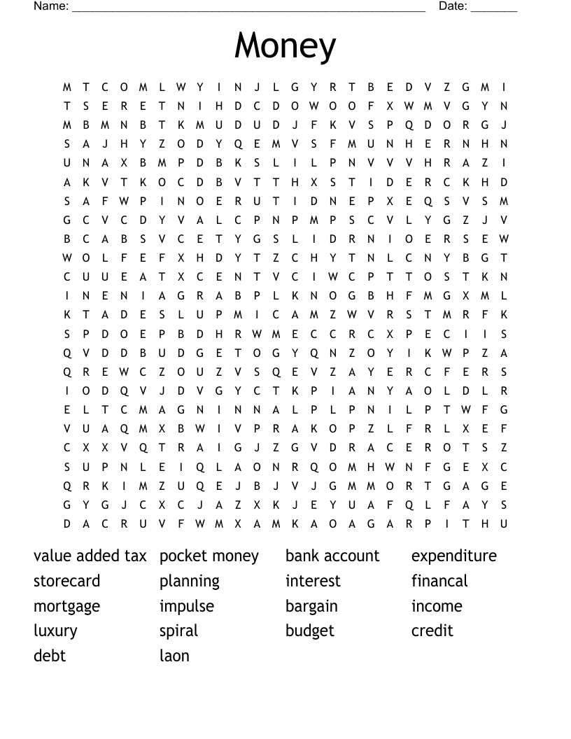 Money  Word Search