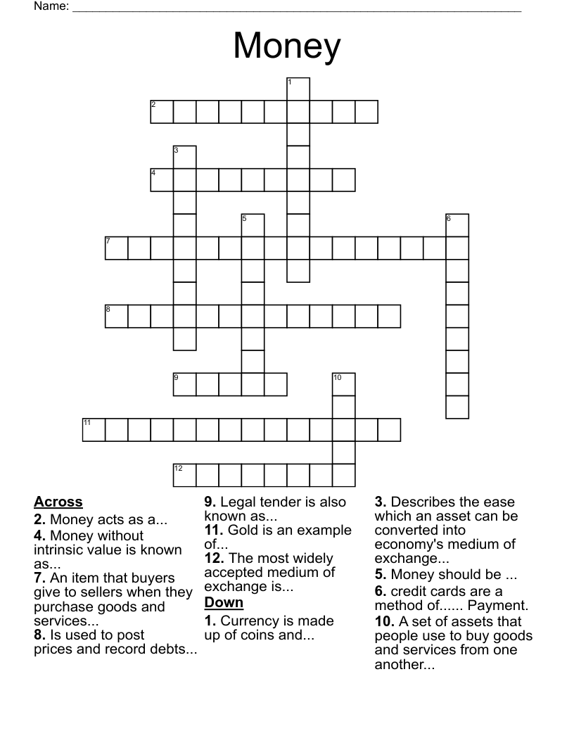 Money  Crossword