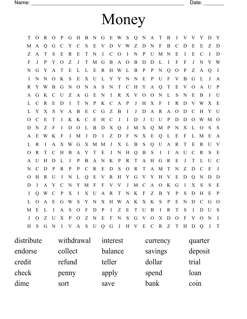 Money  Word Search