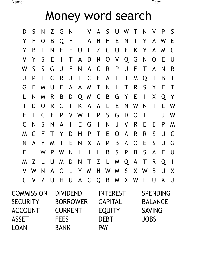 Money word search