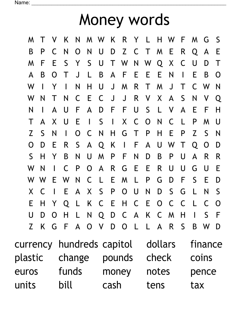 Money words Word Search