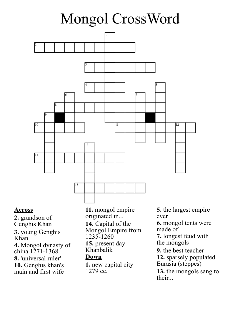 Mongol CrossWord