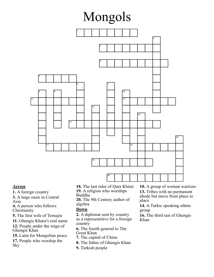 Mongols Crossword