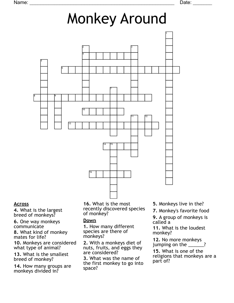 Monkey Around Crossword