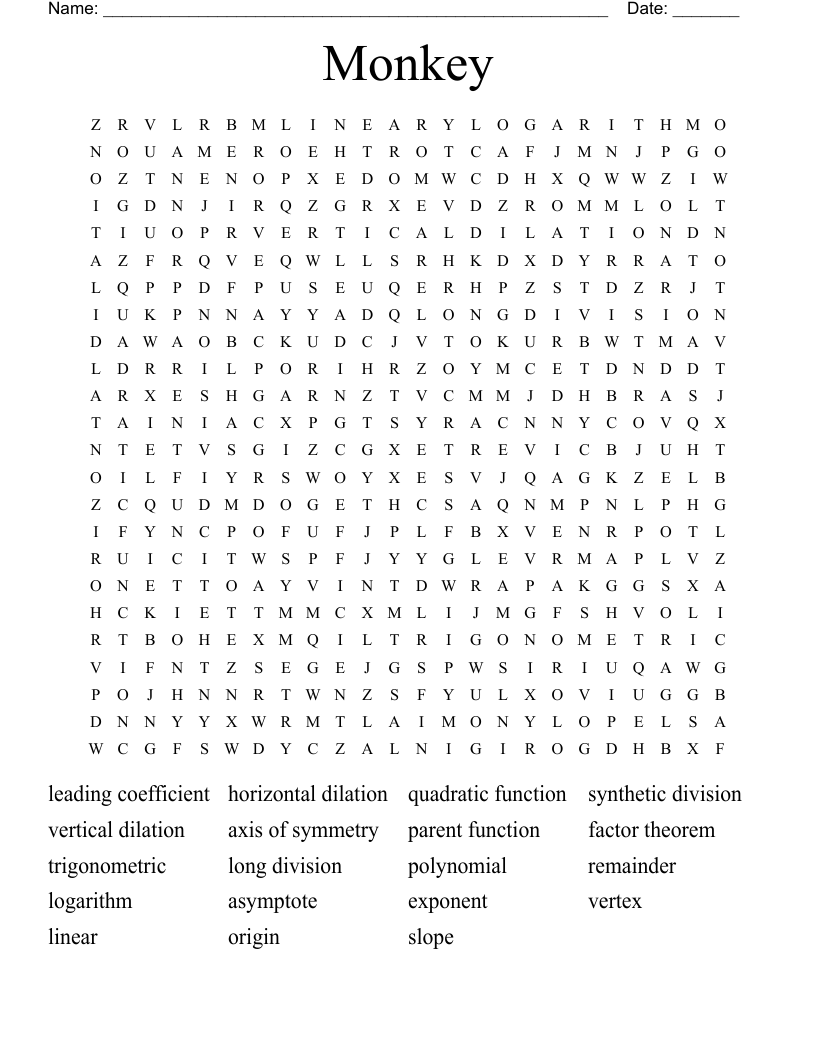 Monkey  Word Search