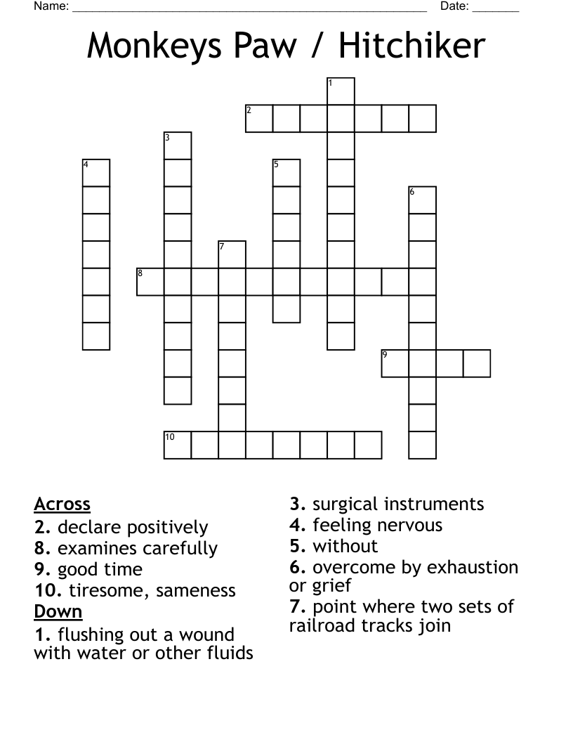 Monkeys Paw / Hitchiker Crossword