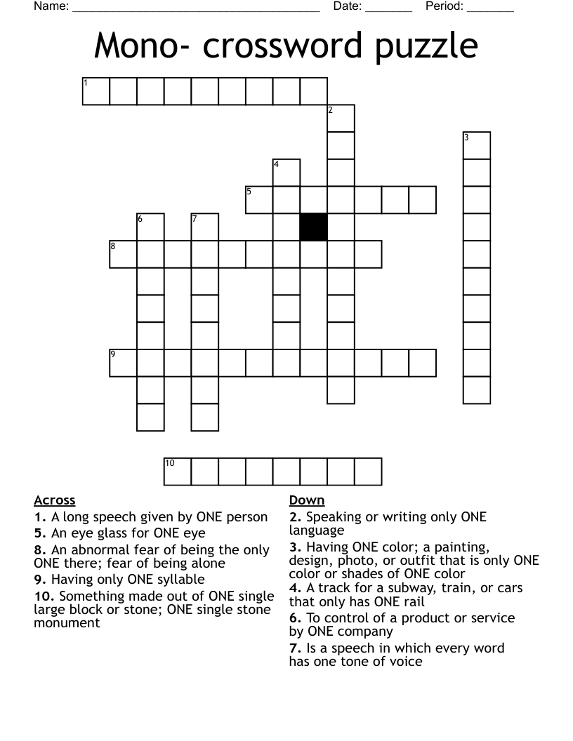 Mono- crossword puzzle