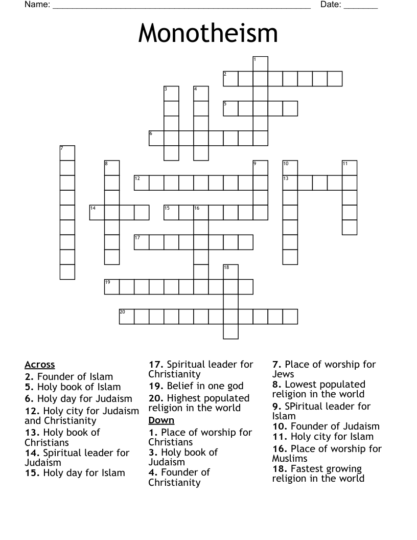 Monotheism Crossword