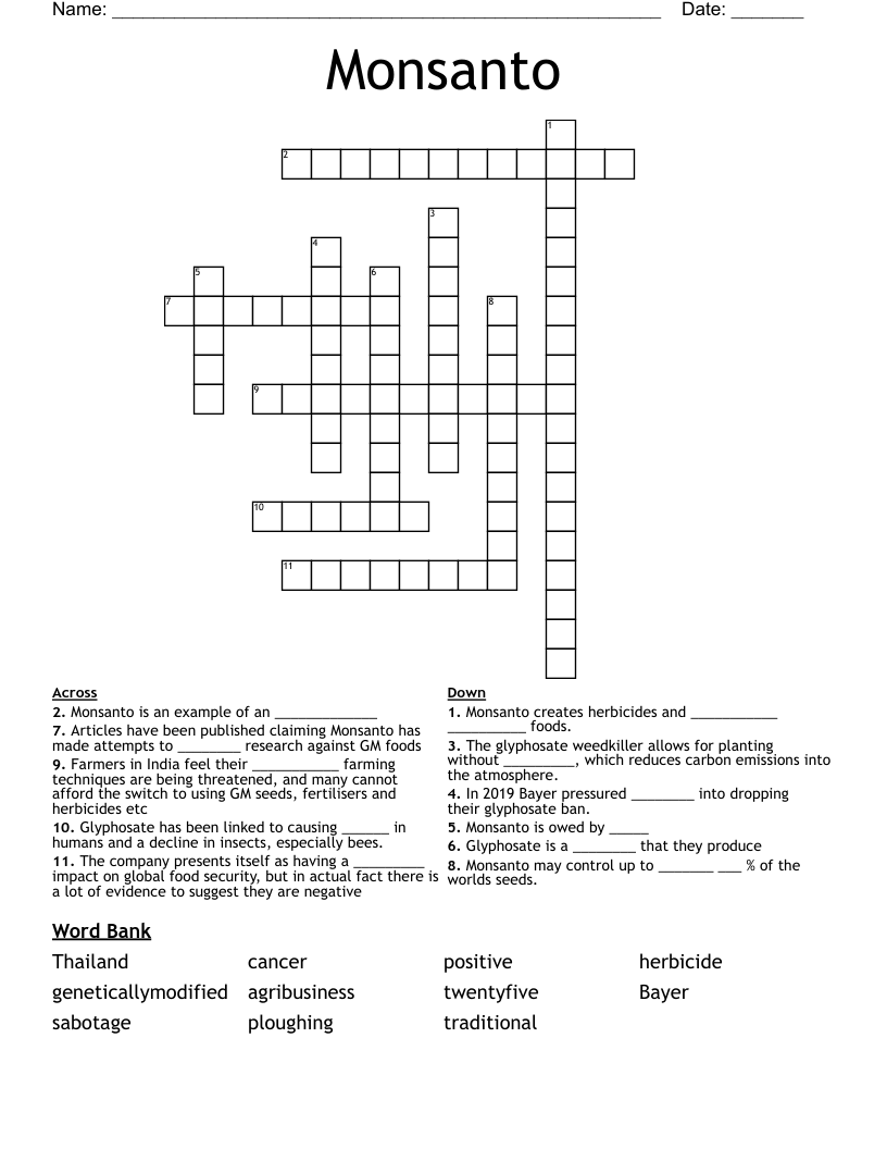 Monsanto Crossword
