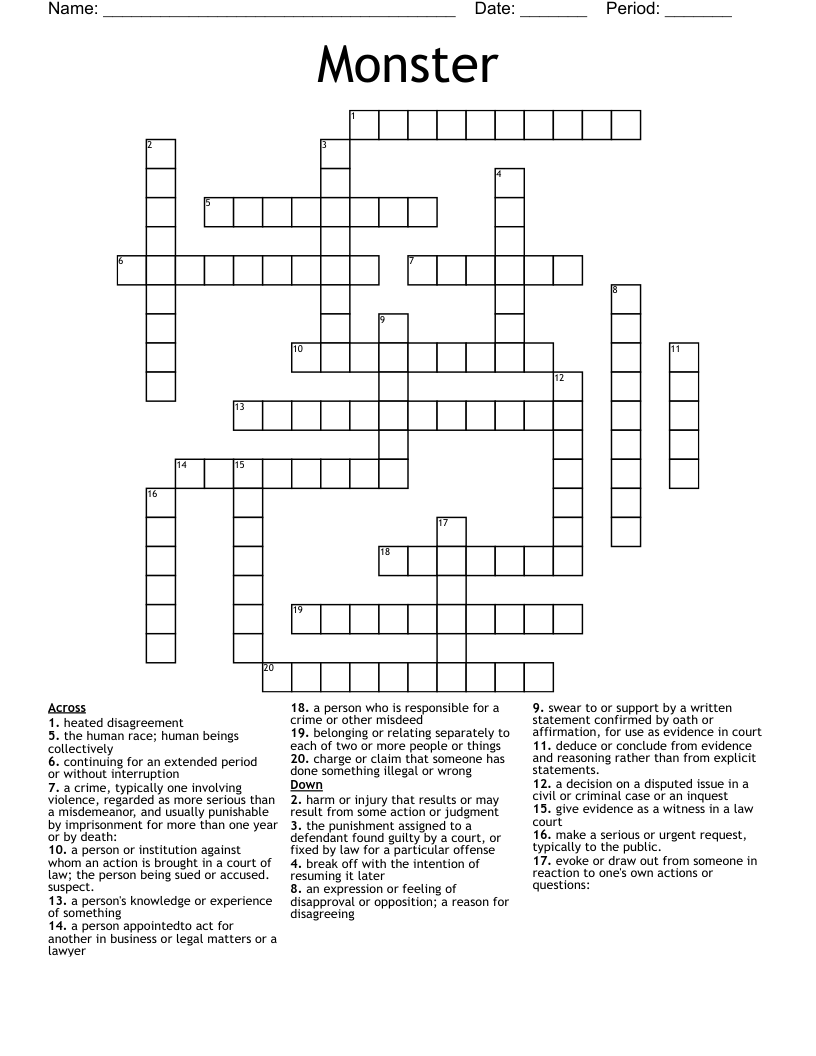 Monster Crossword