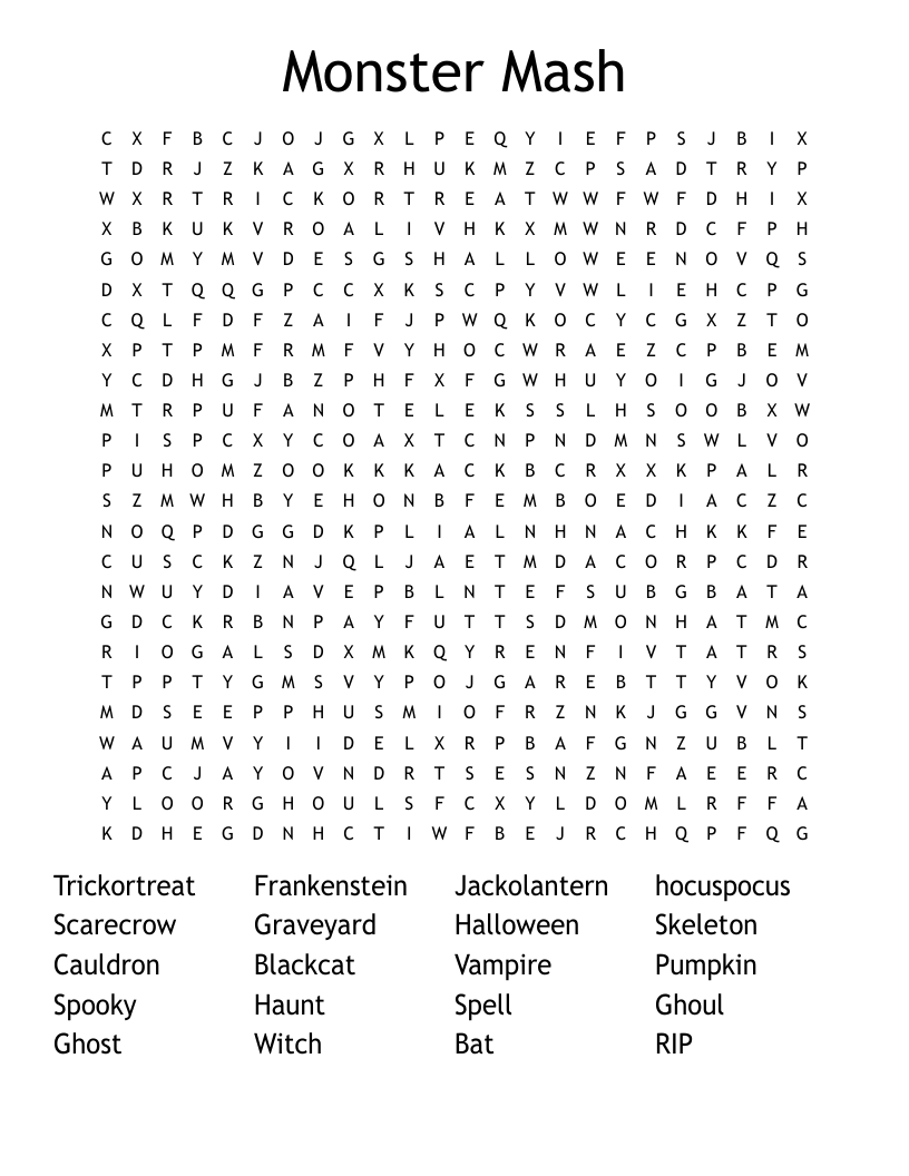 Monster Mash Word Search